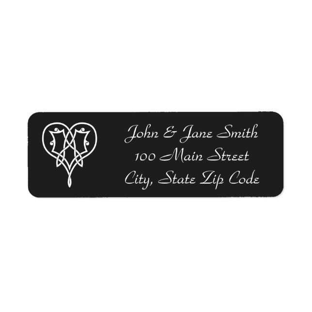Celtic Weave Hearts in Black Return Address Label (Front)