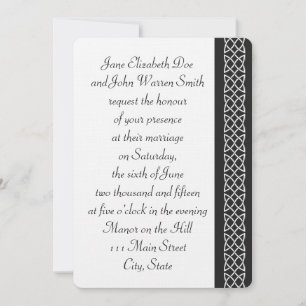 Celtic Weave Hearts in Black Wedding Invitation