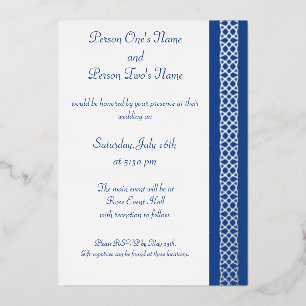 Celtic Weave Hearts in Blue Foil Invitation
