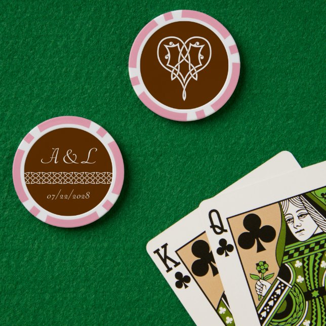Celtic Weave Hearts in Chocolate Poker Chips (Poker Table (Double))