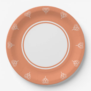 Celtic Weave Hearts in Coral Paper Plate