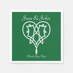 Celtic Weave Hearts in Green Napkins