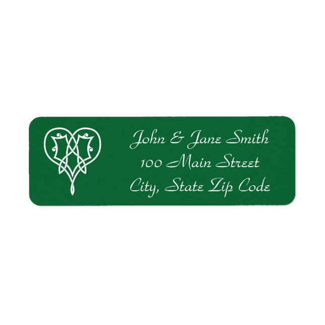 Celtic Weave Hearts in Green Return Address Label (Front)