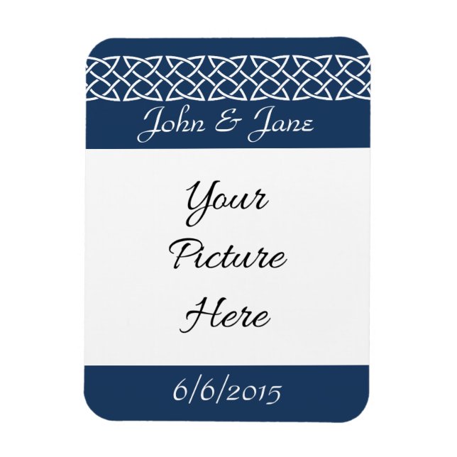 Celtic Weave Hearts in Navy Save-the-Date Magnet (Vertical)