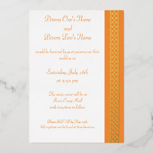 Celtic Weave Hearts in Orange Foil Invitation