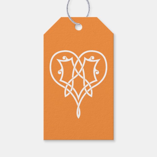 Celtic Weave Hearts in Orange Gift Tag (Front)