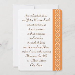 Celtic Weave Hearts in Orange Wedding Invitation