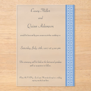 Celtic Weave Hearts in Periwinkle Acrylic Wedding Invitations