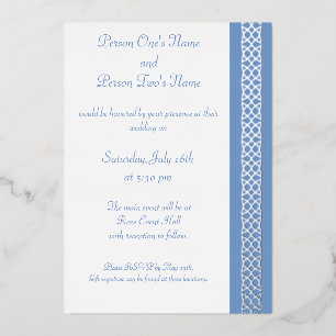Celtic Weave Hearts in Periwinkle Foil Invitation