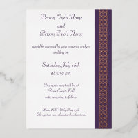 Celtic Weave Hearts in Purple Foil Invitation