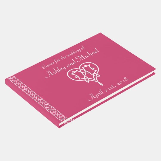 Celtic Weave Hearts in Raspberry Guest Book