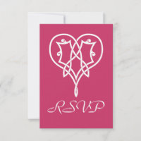 Celtic Weave Hearts in Raspberry RSVP Card