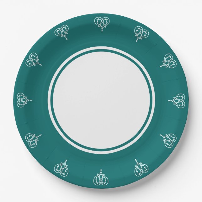 Celtic Weave Hearts in Teal Paper Plate (Front)