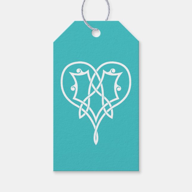 Celtic Weave Hearts in Turquoise Gift Tag (Front)