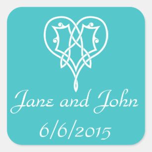 Celtic Weave Hearts in Turquoise Sticker