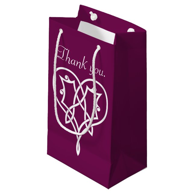 Celtic Weave Hearts in Wine Gift Bag (Front Angled)