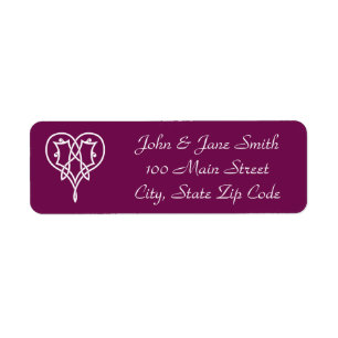 Celtic Weave Hearts in Wine Return Address Label