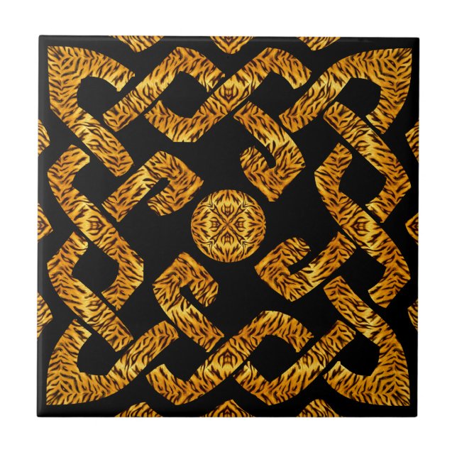 Celtic Weave Tiger Pattern Tile (Front)