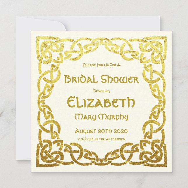 Celtic Wedding Faux Gold Celtic Knot Bridal Shower Invitation (Front)