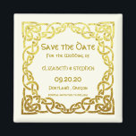 Celtic Wedding Faux Gold Celtic Knot Save the date Magnet<br><div class="desc">Elegant Celtic Wedding Faux Gold Celtic Knot Design on Ivory . This is a template ready for you to add your wedding details to . If you would like to change the background colour or the font click customize further at the end of the template .</div>