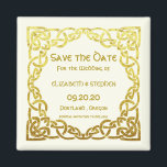 Celtic Wedding Faux Gold Celtic Knot Save the date Magnet<br><div class="desc">Elegant Celtic Wedding Faux Gold Celtic Knot Design on Ivory . This is a template ready for you to add your wedding details to . If you would like to change the background colour or the font click customize further at the end of the template .</div>