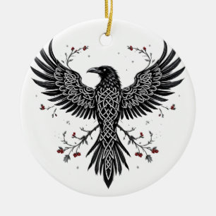 Celtic Winter Raven Christmas Ornament