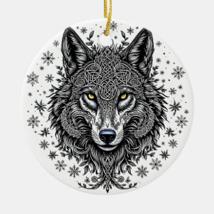 Celtic Winter Wolf Christmas Ornament