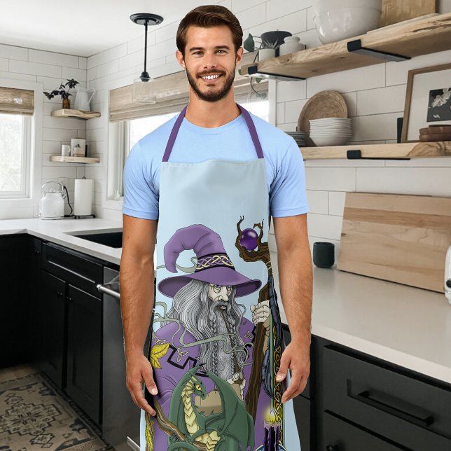 Celtic Wizard Dragon Fantasy Purple Apron (Creator Uploaded)