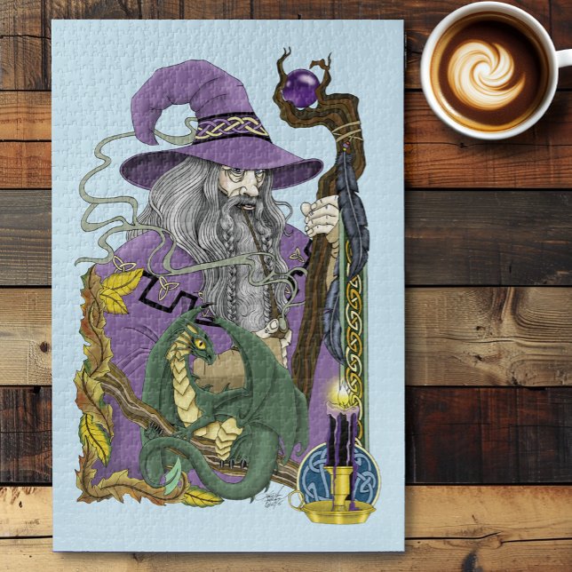 Celtic Wizard Dragon Fantasy Purple Jigsaw Puzzle (Creator Uploaded)