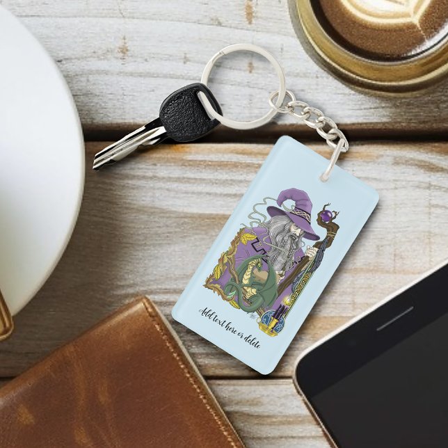 Celtic Wizard Dragon Fantasy Purple Keychain (Creator Uploaded)