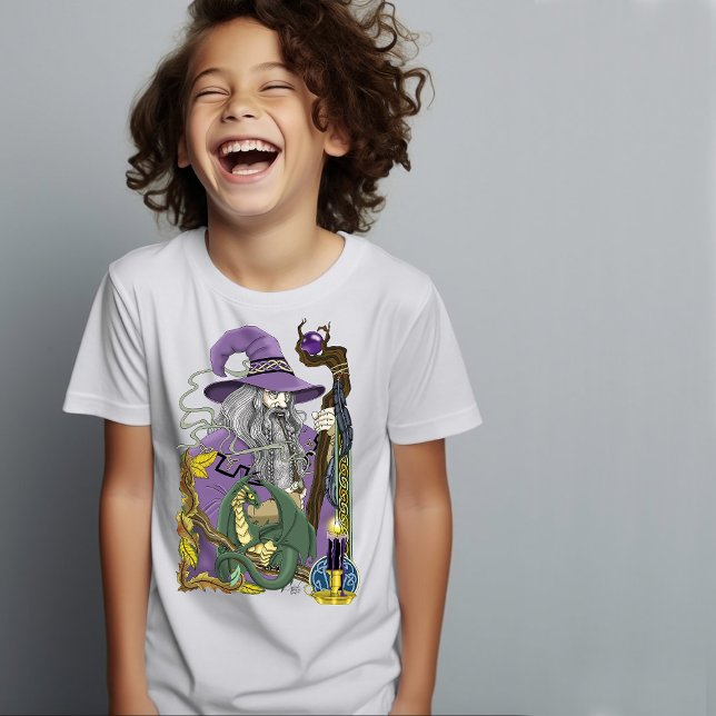 Celtic Wizard Dragon Fantasy Purple T-Shirt (Creator Uploaded)
