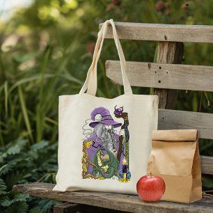 Celtic Wizard Dragon Fantasy Purple Tote Bag