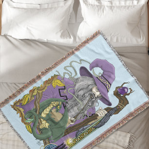Celtic WizardDragon Fantasy Purple Throw Blanket
