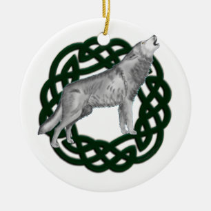 Celtic Wolf Ceramic Ornament