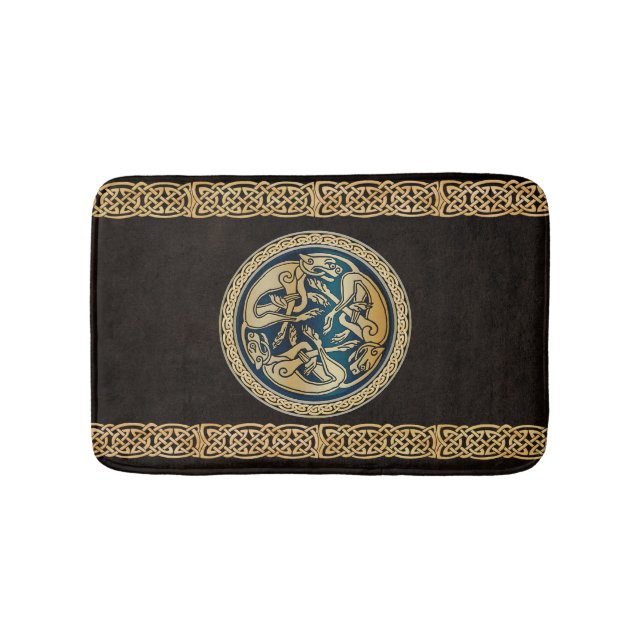 Celtic Wolf Knotwork Triad Bath Mat (Front)