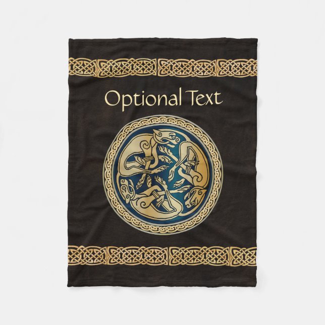 Celtic Wolf Knotwork Triad Fleece Blanket (Front)