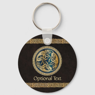 Celtic Wolf Knotwork Triad Keychain