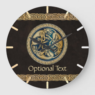 Celtic Wolf Knotwork Triad Large Clock