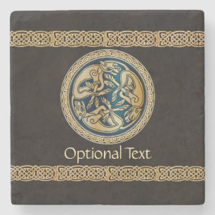 Celtic Wolf Knotwork Triad Stone Coaster