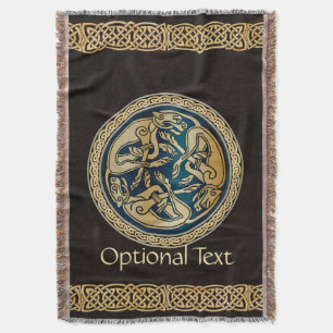 Celtic Wolf Knotwork Triad Throw Blanket