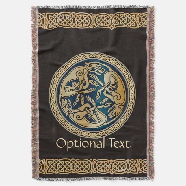 Celtic Wolf Knotwork Triad Throw Blanket (Front Vertical)
