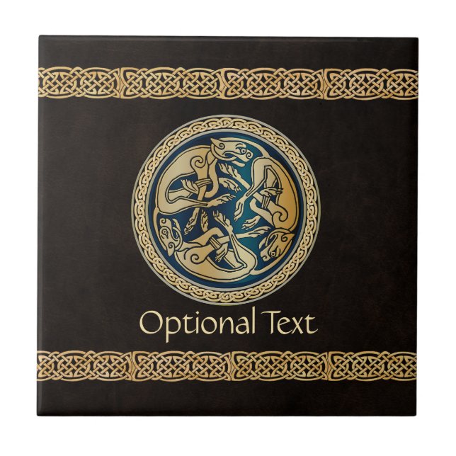 Celtic Wolf Knotwork Triad Tile (Front)