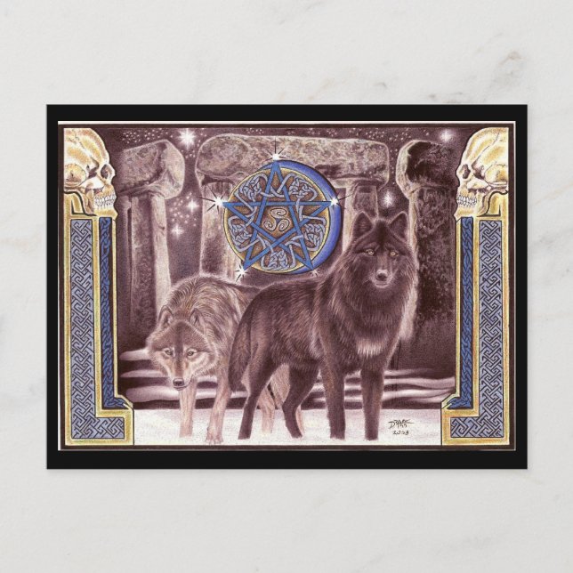Celtic Wolf Magic Postcard (Front)