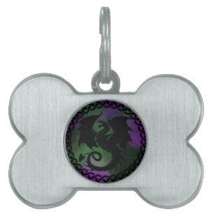 CelticCircleDragonPurpleGreen Pet Name Tag