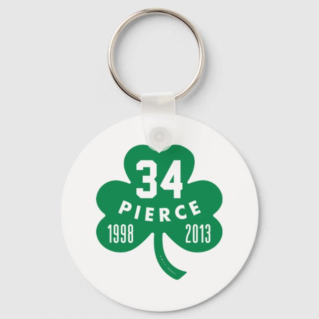 Celtics - Pierce 34 Retired Number Clover (Green)  Keychain (Front)