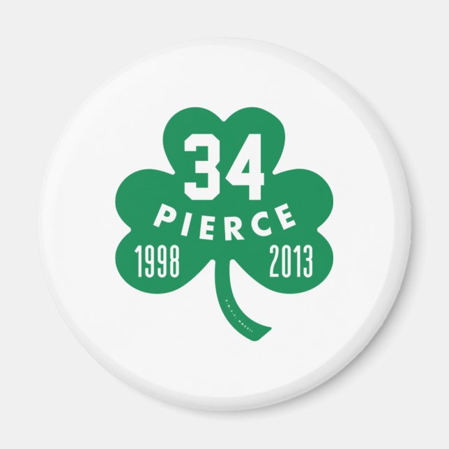 Celtics - Pierce 34 Retired Number Clover (Green)  Magnet (Front)