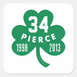 Celtics - Pierce 34 Retired Number Clover (Green) Square Sticker