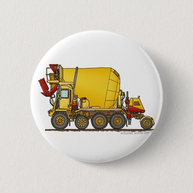 Cement Mixer Front Discharge Truck Construction Pi 2 Inch Round Button (Front)