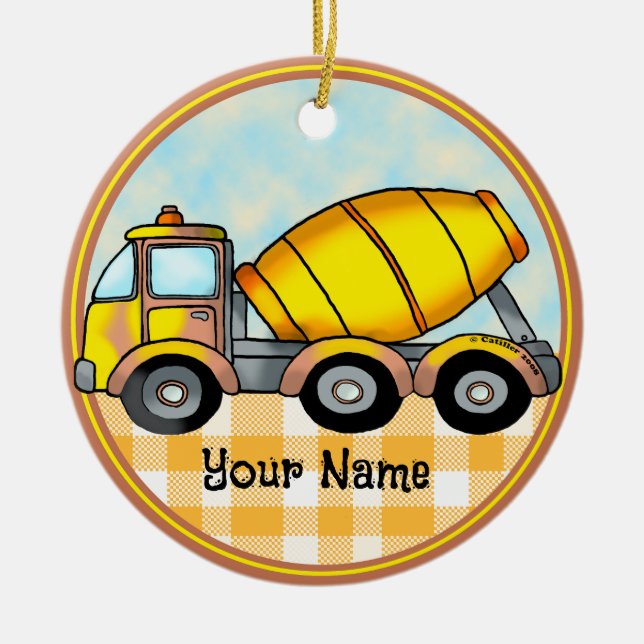 Cement Mixer Truck  Ceramic Ornament (Front)