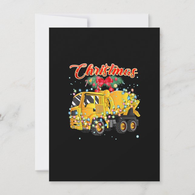 Cement Mixer Truck Christmas Invitation (Front)
